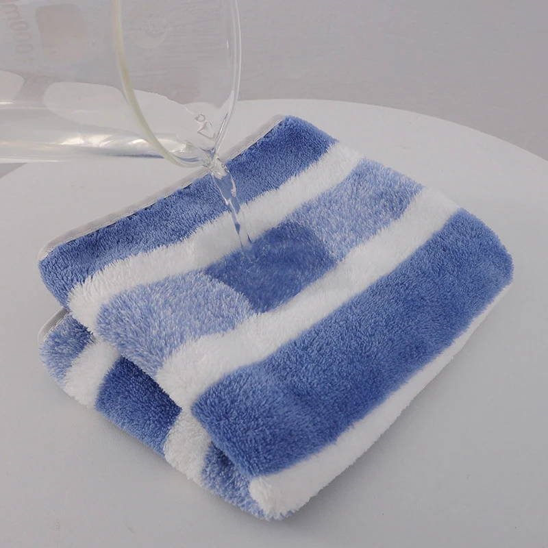 2pc High-density Coral Velvet Striped Towel Wholesale Home Color Strip Bath Towel Absorbent Beach Towel Department Store Gifts