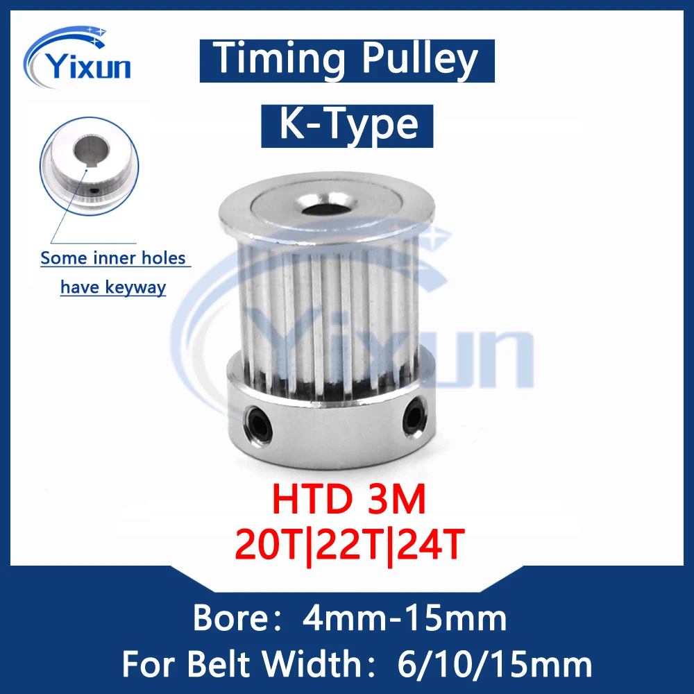 

20T 22T 24 Teeth HTD 3M Timing Pulley Bore 4/5/6/6.35/8/10/12/15mm For Belt Width 6/10/15mm Drive Belt Wheel Synchronous Wheel