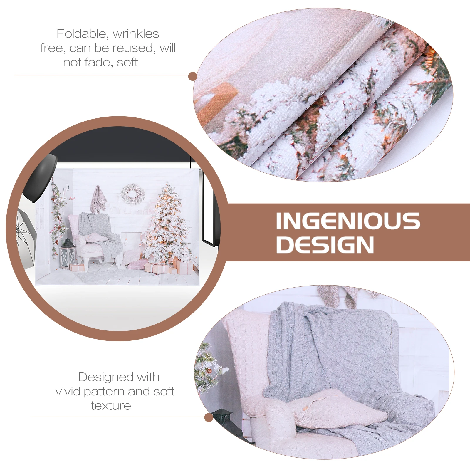 

Christmas Background Cloth Photo Backdrop Wall Hanging Party Decorations Beach Towel Bath Curtain Foldable Reusable Soft