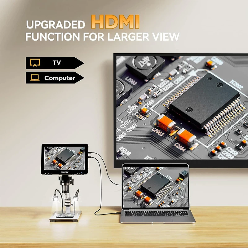 Imagem -04 - Pro Microscópio Digital Hdmi 1200x 16mp Tela Ips Solda Eletrônica Pcb Inspeção Reparação Elikliv-edm9