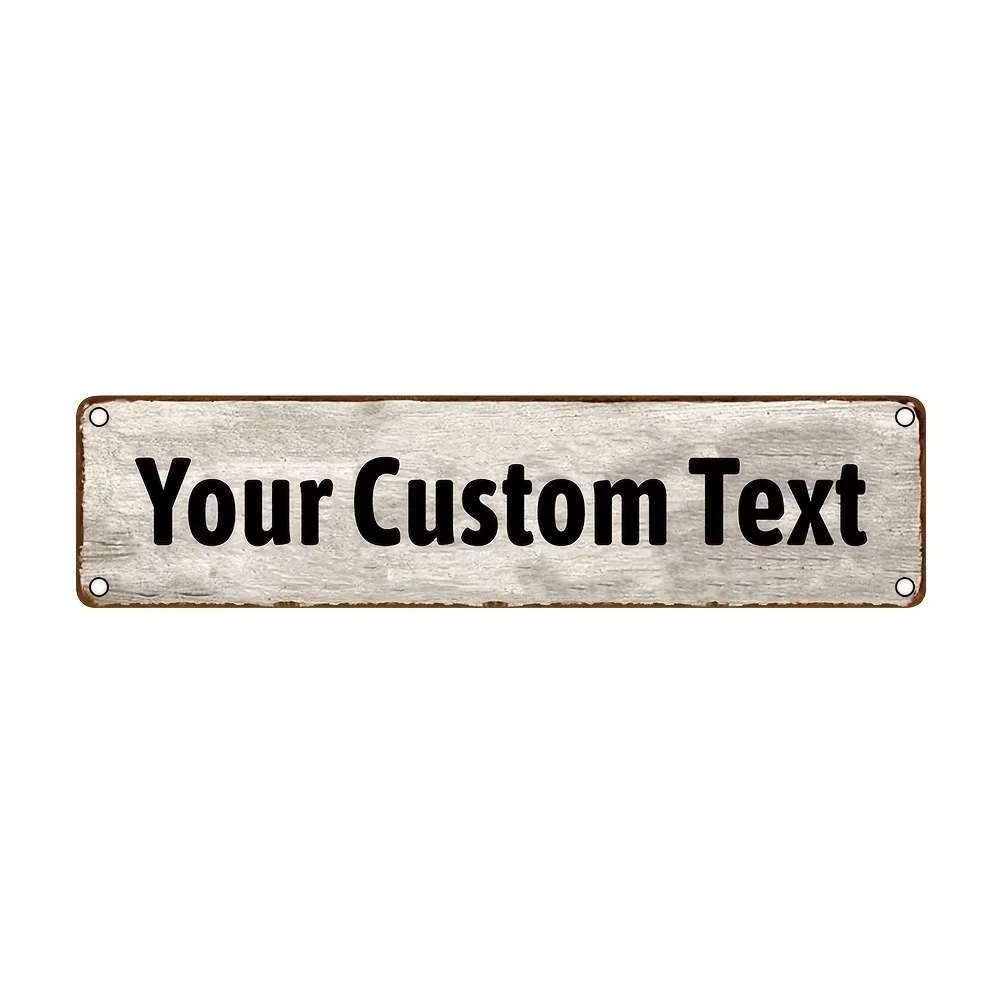 [2D Flat] 1pc Custom Personalized Text Vintage Whitewashed Wood Grain Metal Sign With Mount Holes (Only For Decoration)