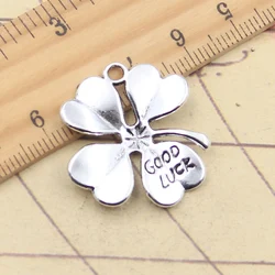 10pcs Charms Lucky Irish Four Leaf Clover Good Luck 28x26mm Tibetan Silver Color Pendants Antique Making DIY Handmade Craft