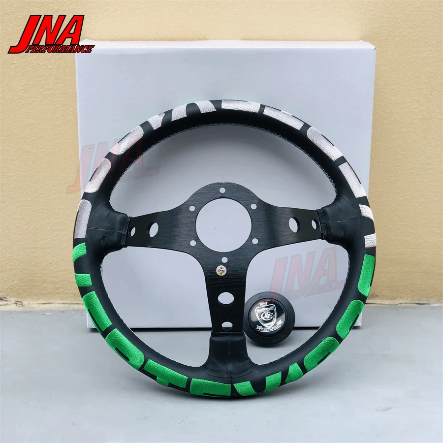 13inch Green Embroidery VERTEX 1996 Sports Car Steering Wheel