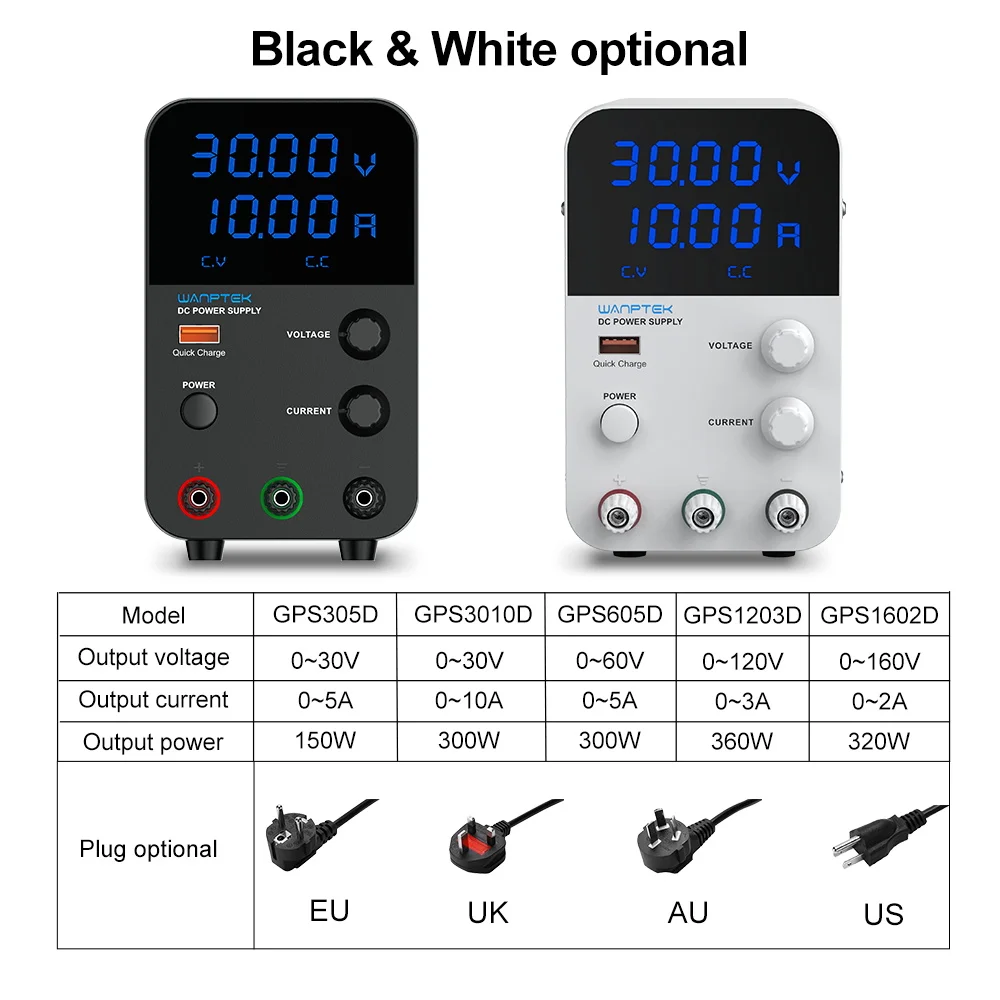 Imagem -06 - Wanptek Fonte de Alimentação dc Ajustável Banco de Laboratório Fonte de Alimentação Regulada 30v 10a 60v 5a 120v 3a