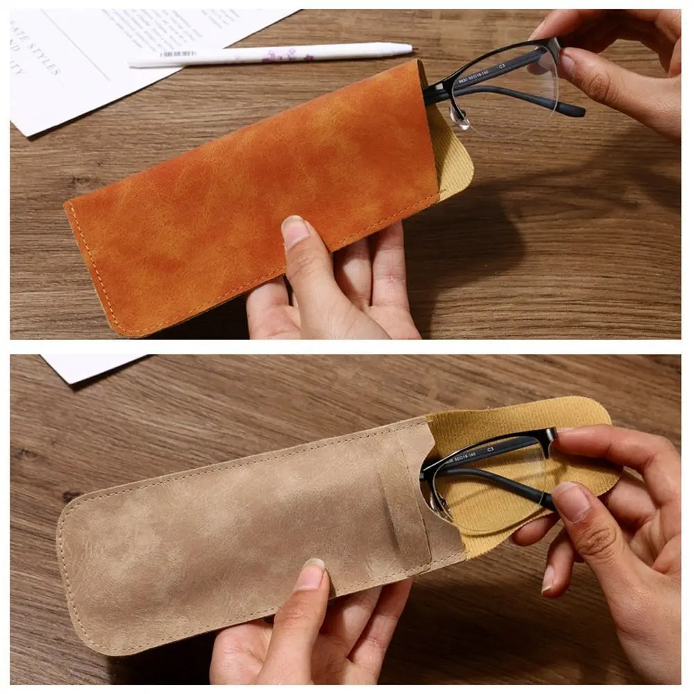 PU Leather Glasses Bag Covered Sunglasses Organizer Velvet Lining Storage Bag Simple Style Glasses Case Jewelry Packing Bag