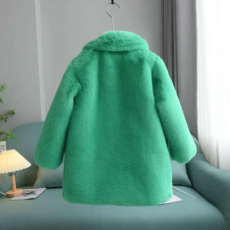 2023 neonata vestiti invernali cappotto bambini coreano imitazione Rex pelliccia di coniglio sciolto addensare vestito collare soprabito tinta unita