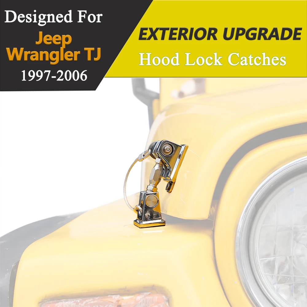 Engine Hood Latches Aluminium for Jeep Wrangler TJ 1997-2006 Hood Lock Catch Latch Car Exterior Accessories Modified Retro Style
