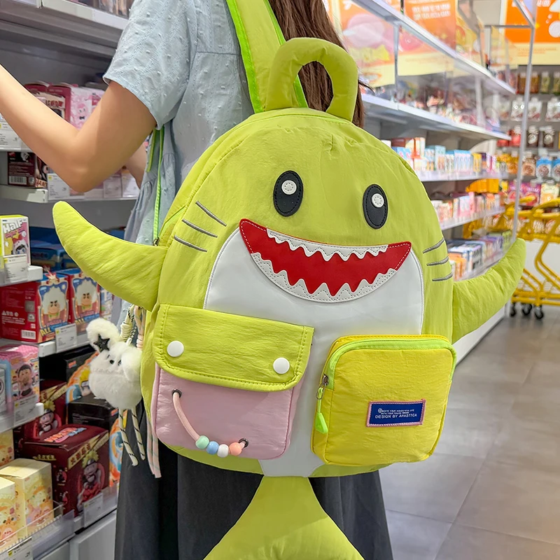 Modischer Rucksack, Haifischförmiger Unisex-Schulrucksack für Schüler, Freizeitrucksack mit mehreren Taschen, Sport- und Reiserucksack, große Kapazität, leichtgewichtig – Detail 22