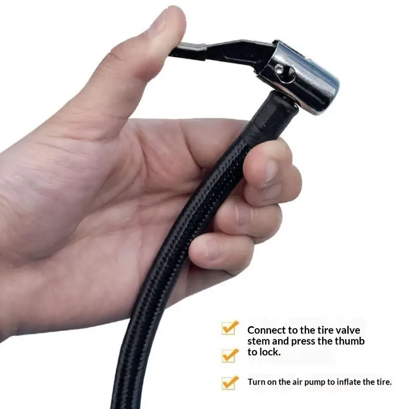 1Piece 320mm (6mm) Car Tire Inflator Hose Inflatable Air Pump Extension Tube Adapter Twist Tyre Connection Locking Air Chuck - view 2