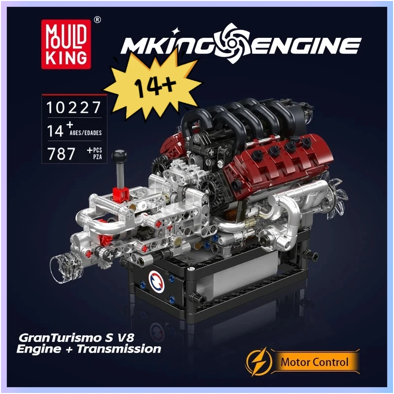 

Mould King 10227 V8 Engine Model transmission Assemble Building Blocks toys kids MOC Bricks Blocks kits for kids Christmas Gifts