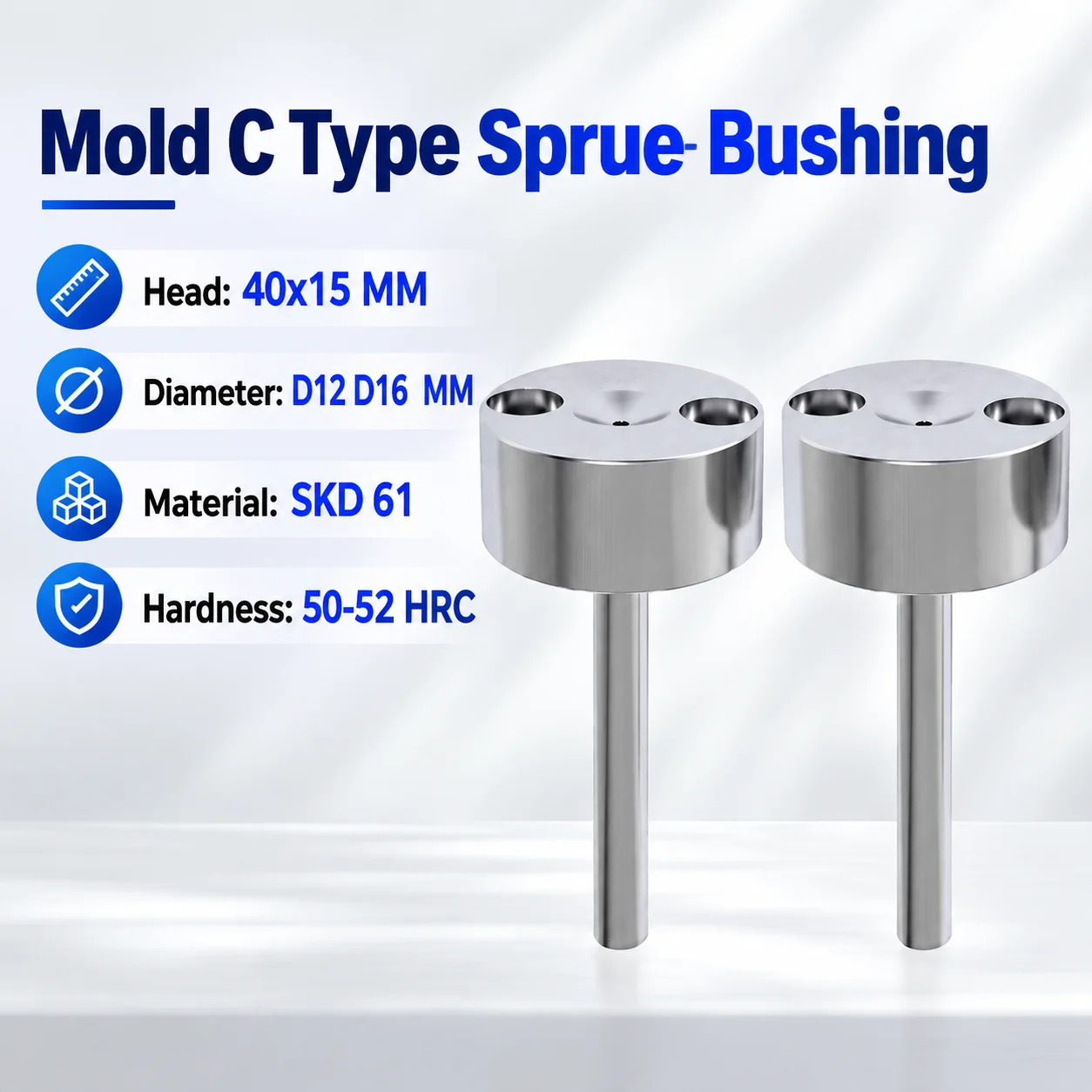 2PCS SKD61 C Type Sprue Bushing 40x15mm Head Gate Bushing Nozzle Sleeve D12 D16mm Mold Accessories