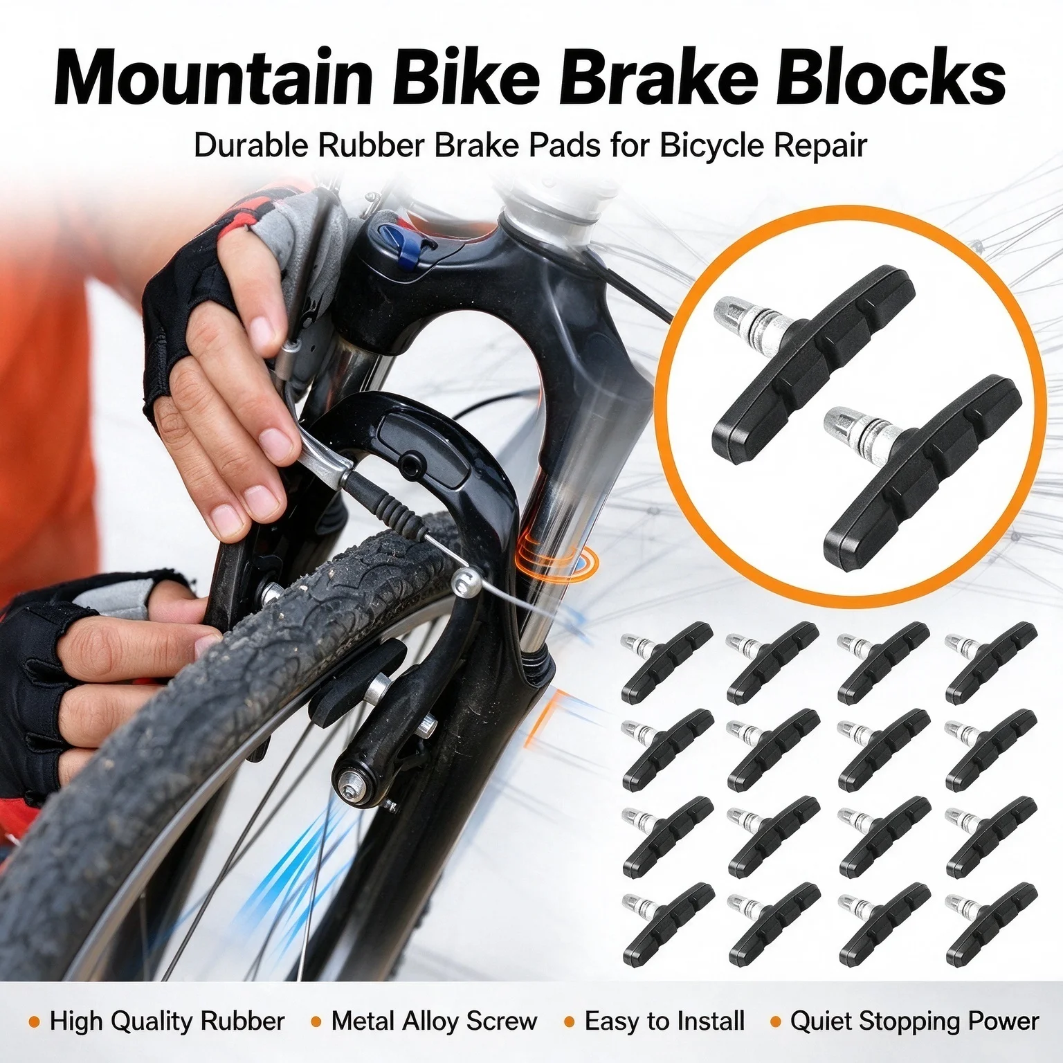 Silent Bicycle V Brake Pads Shoes Wear Resistant Replacement Brake Blocks for Mountain Bike Fixed Gear Cycling Accessories
