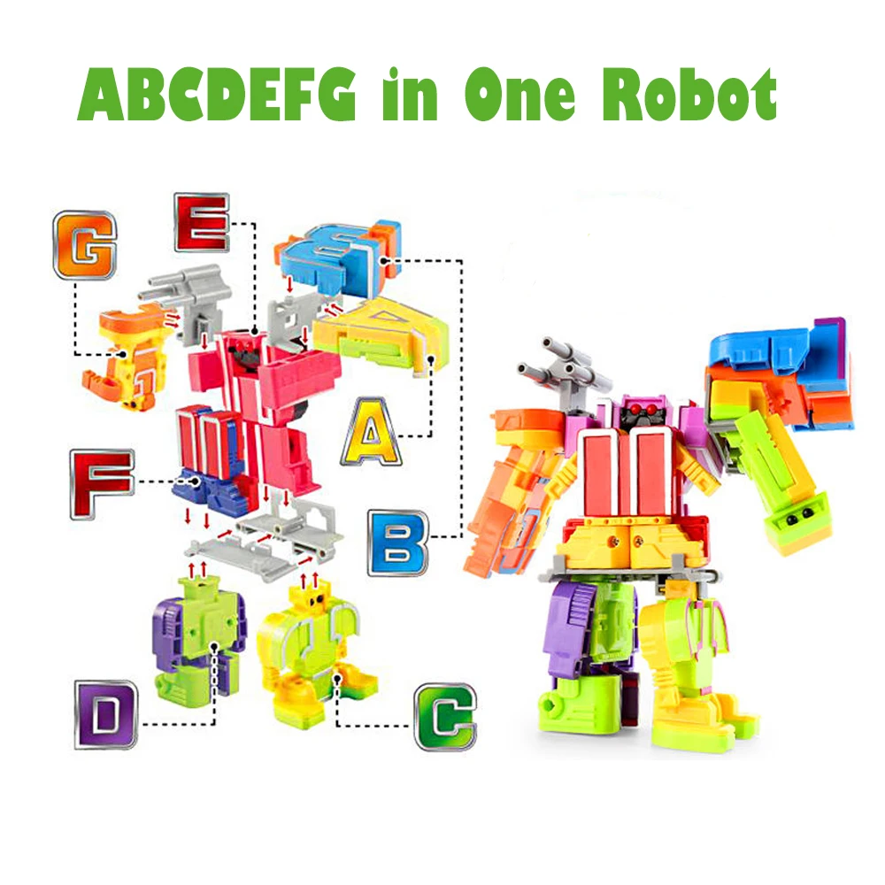 26PCS Aphabet Letter Toy Robot Transformation Assembling DIY Creative STEM Education Action Figure Toys for Preschool Toy Gift