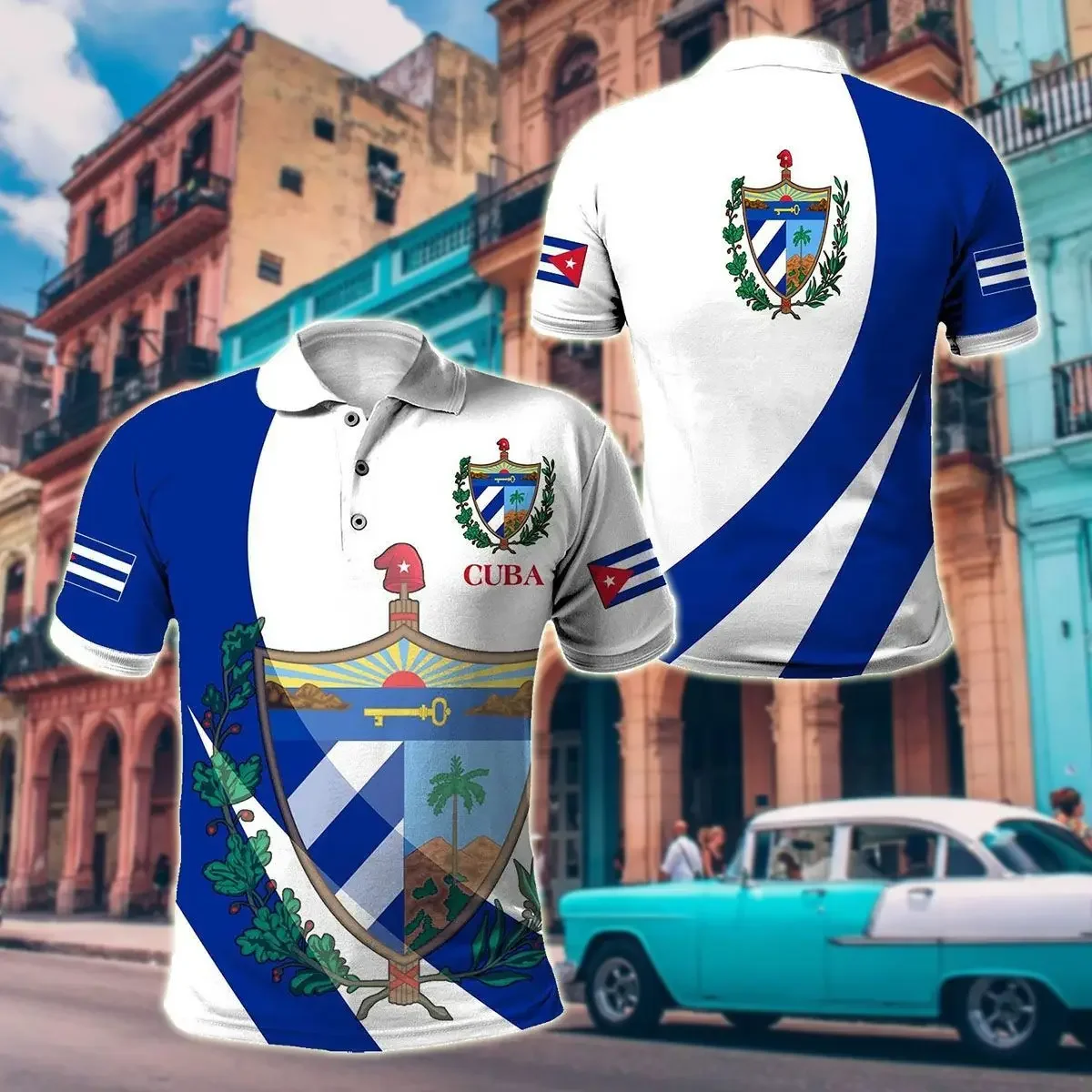 

Cuba Flag & Coat of Arms Customized Polo Shirts Summer Casual Streetwear Men's Fashion Loose Jersey Plus Size Sportswear