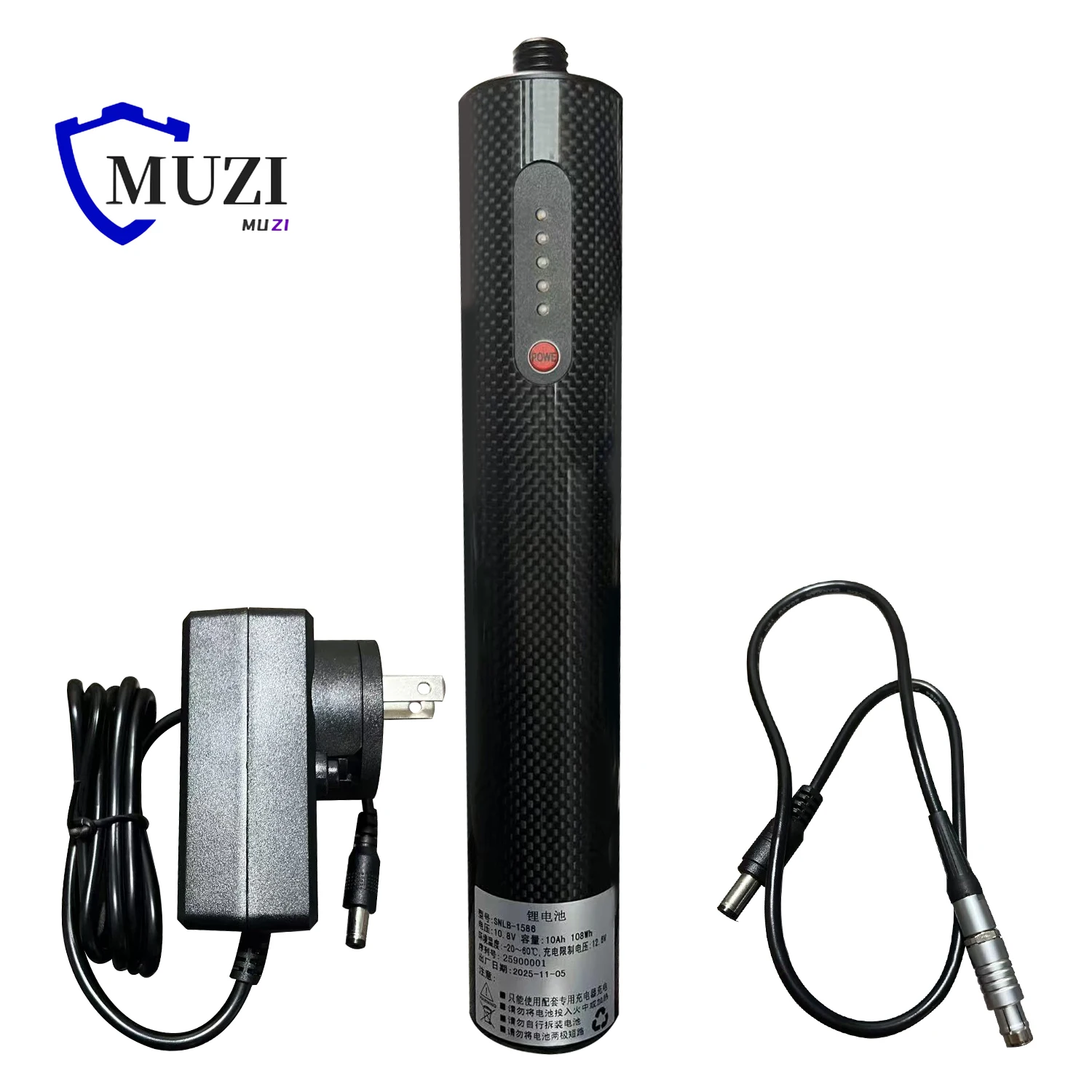 

10000mAh Carbon Fiber Pole Battery for Topcon GR5 GR3 Hiper External Battery Stick Rod Bar, 5 PIN for Topcon Total Stations