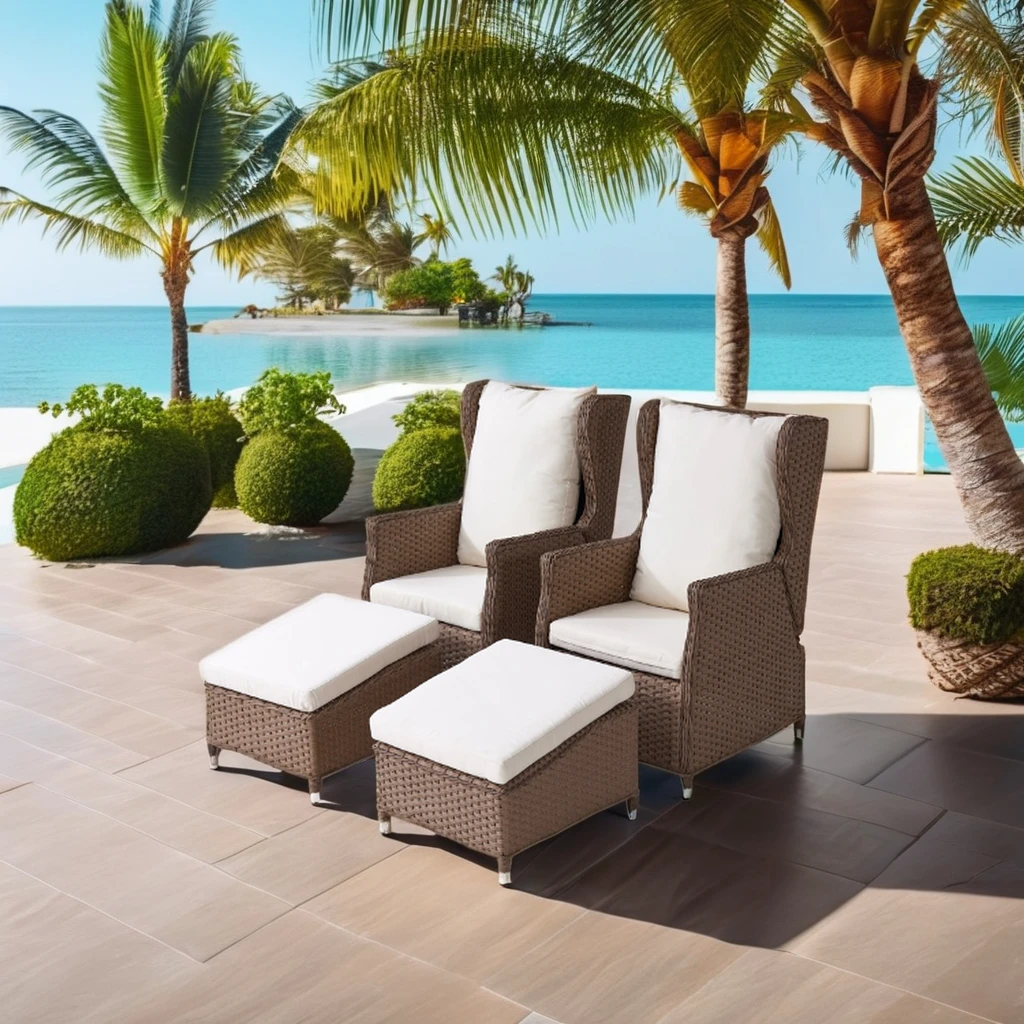 

Outdoor Patio Hotel Beach Furniture Rattan Sofa Pool Chaise r Chair for Courtyard Living Room Villa Use