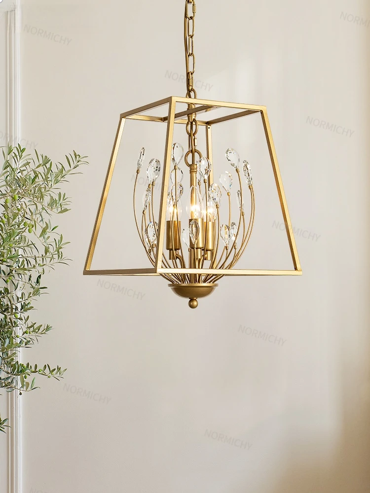American Restaurant Chandelier Bedroom Dressing Room Hallway Lighting Light Luxury Creative Cage Balcony Crystal Light