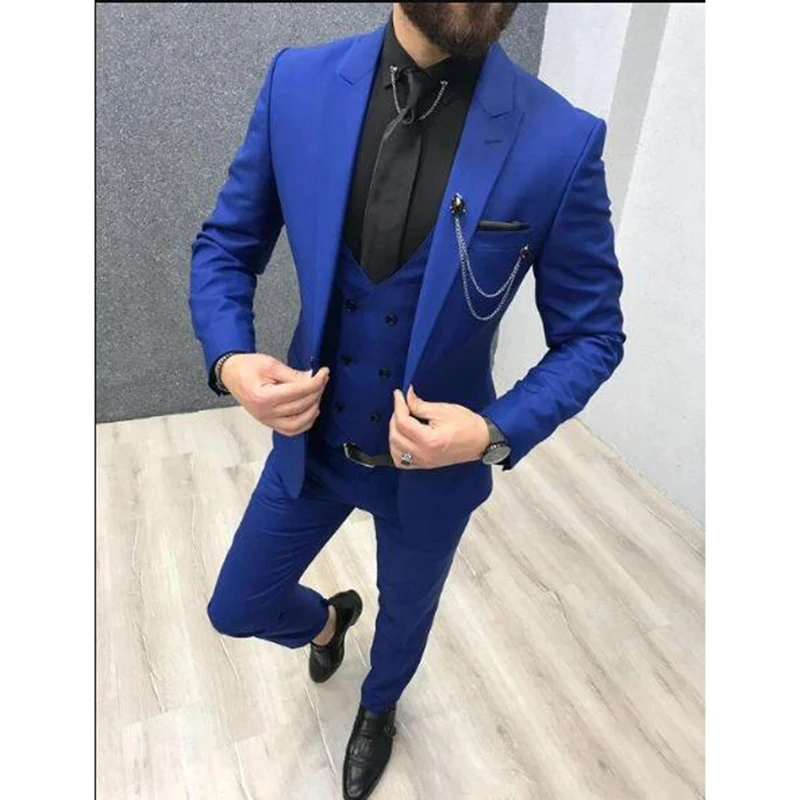 New Classic Wedding Suits for Men 2024 Peaked Lapel Custom Made Groom Wedding Tuxedo Slim Fit Male Suit (Jacket + Pants + Vest)