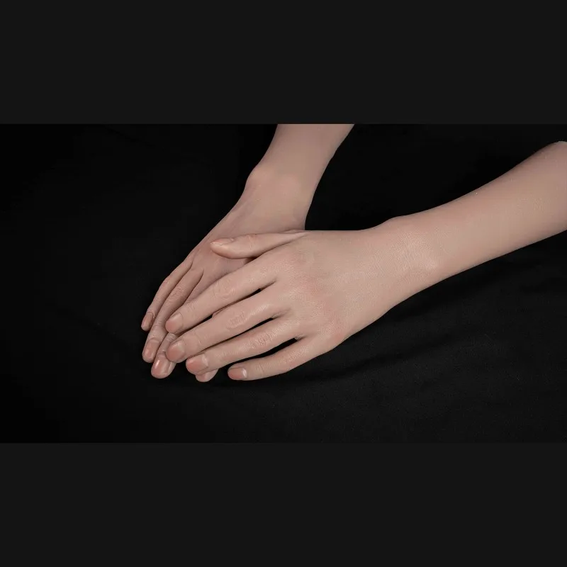 Liquid Silicone Male Hand Model Fake Nail Art Lifelike Hand Mold for Jewelry Watch Display Fingers  Film Props TGDW04
