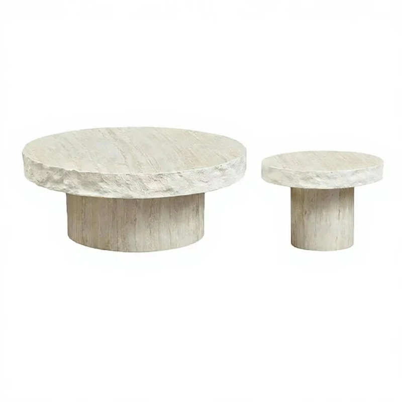 Round wabi-sabi style coffee table, high-gloss base fiberglass coffee table