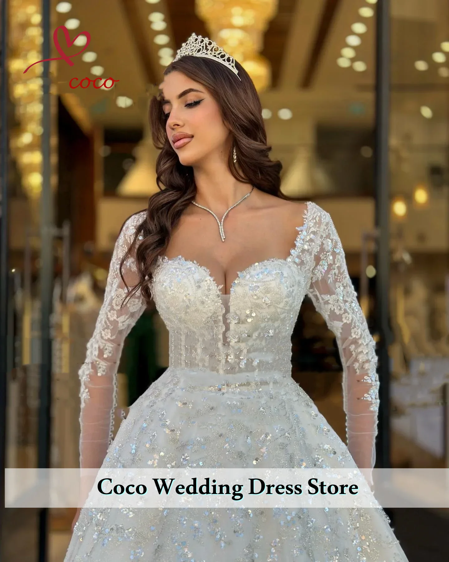 Роскошные женские длинные платья трапециевидной формы по индивидуальному заказу с элегантными длинными рукавами, атласное платье богини для невесты, свадебное бальное платье Trian