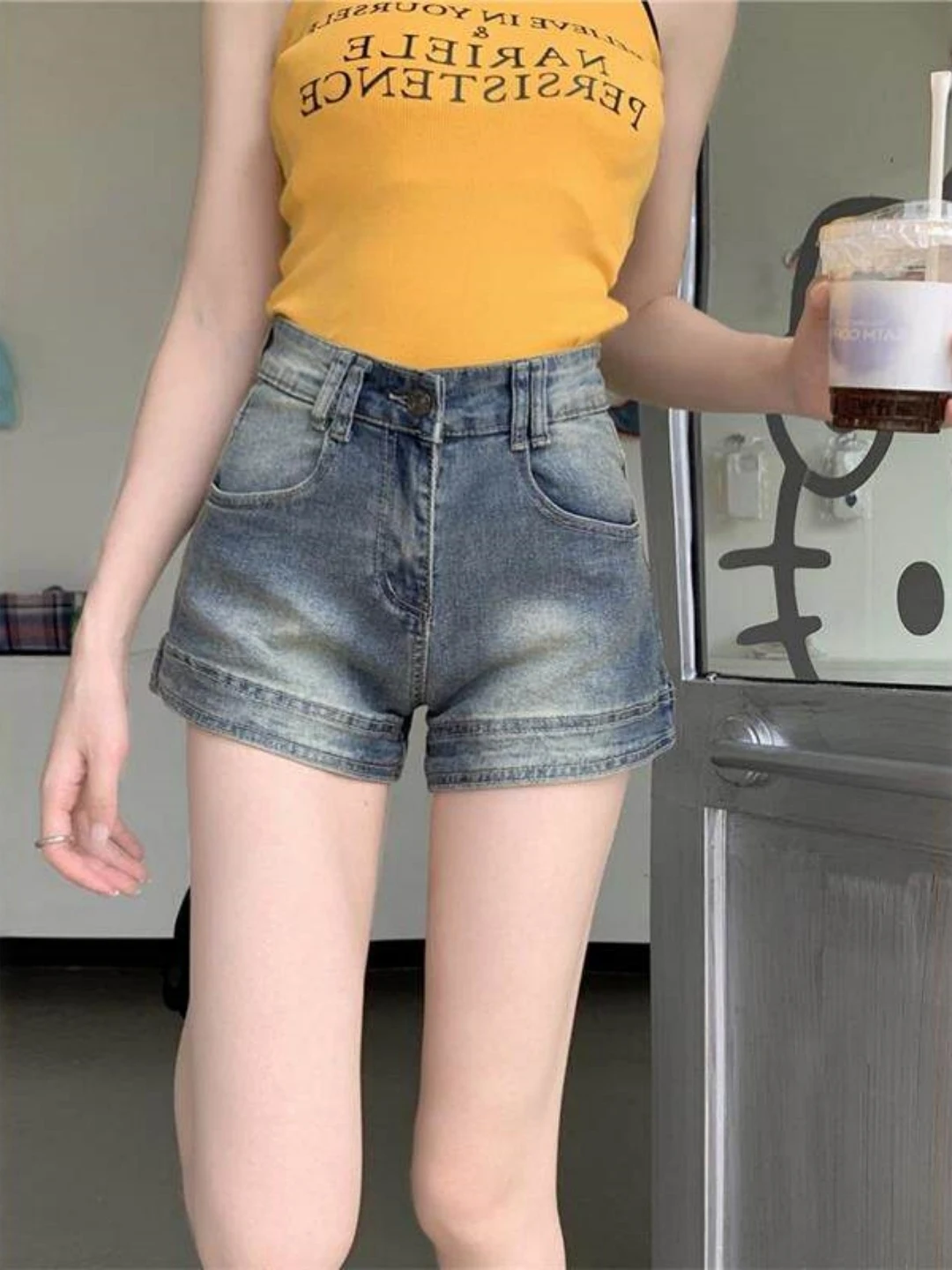 

American Retro High Street Denim Shorts Women's plus Size Summer Slimming High Waist Versatile Hot Pants Commute Style