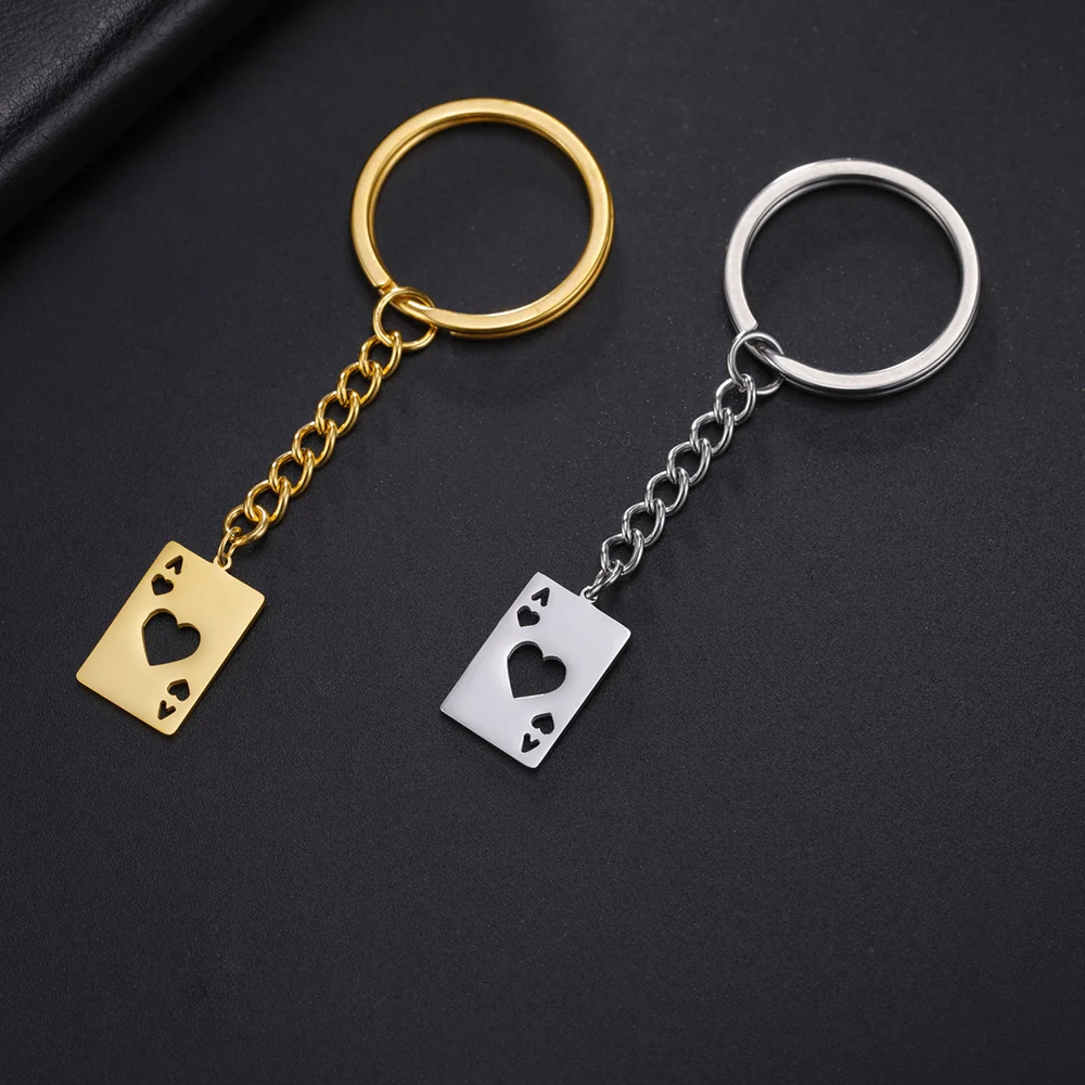 EUEAVAN 5pcs Poker Playing Cards Stainless Steel Charms Ace Pendant for Necklace Keychain Jewelry Making Supplies Wholesale