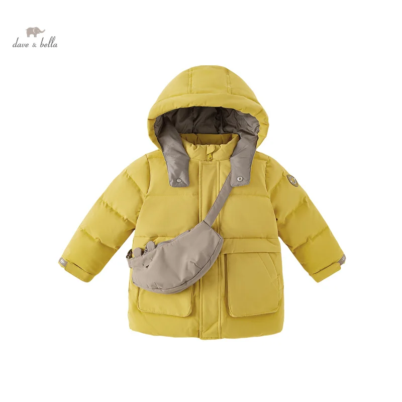 Dave Bella Boys Down Jacket 2023 Winter New Fashion Casual Mid Length Coat Padding Outerwear Waterproof Cool Warm DB4237391