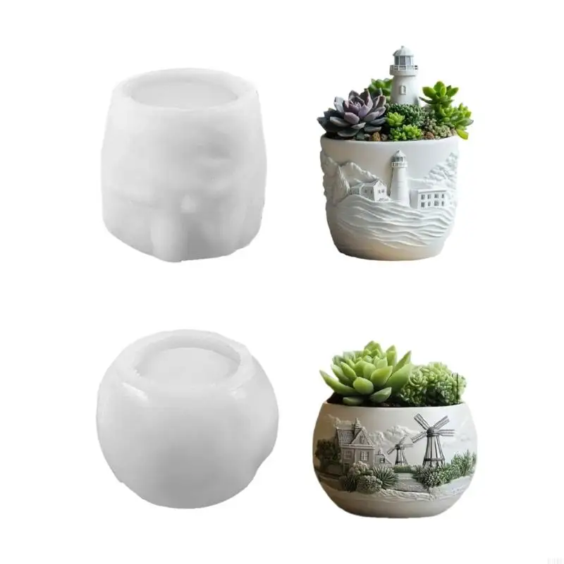

R3MC Practical Florals Flower Pots Sturdy Silicone Mould Cement Plaster Craft Supplies for Garden and Indoor Decoration