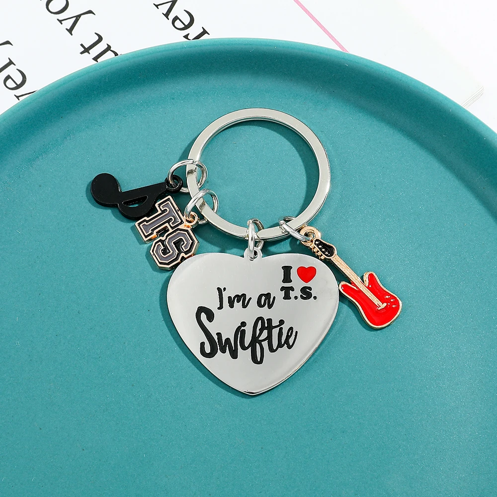 Star Singer Pendant Keychain Taylor Keyrings Fans Collect Stainless Heart Pendant Keyring Holder Men Women Bag Accessories view 6
