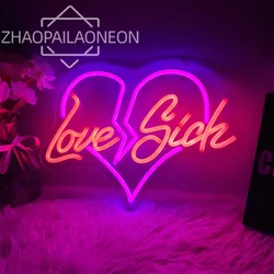 Enseigne au néon LED Love Sick, décoration murale pour chambre à coucher, lampes à LED pour chambre, veilleuses, fête, bar, club