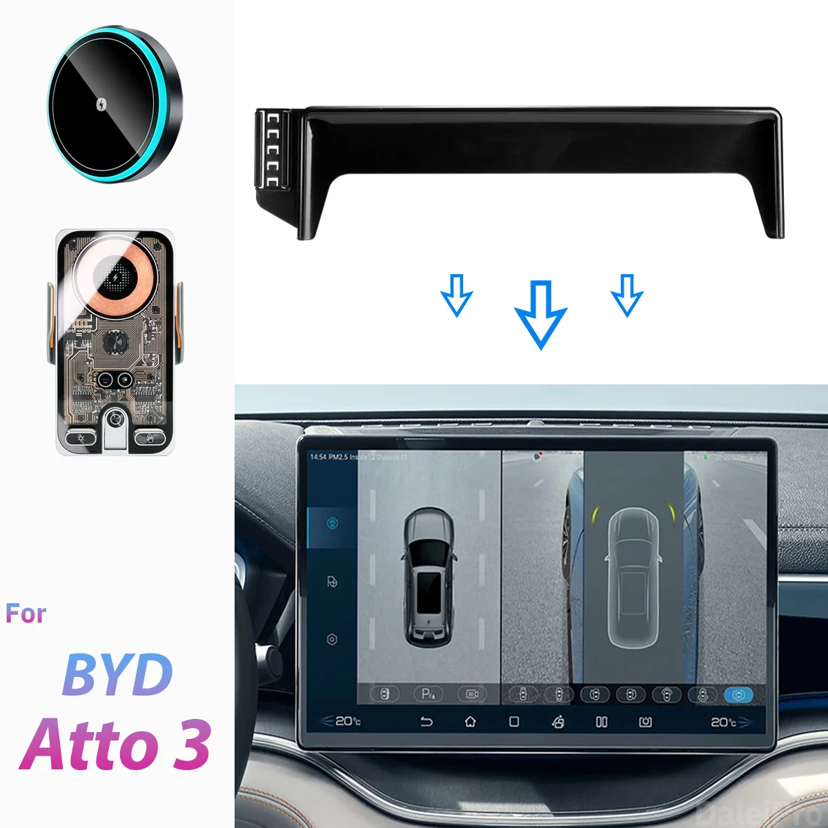 For BYD Atto 3 Yuan Plus Seal U Song Sealion 6 Car Phone Holder Screen Fixed Clip Wireless Charger Custom-fit Phone Screen Base