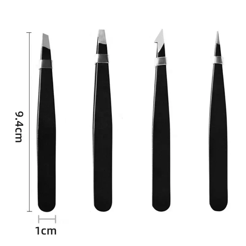 Pinzas de precisión de acero inoxidable para depilación Facial de cejas, astilla, punta inclinada de puntos negros, punta angular, punta puntiaguda