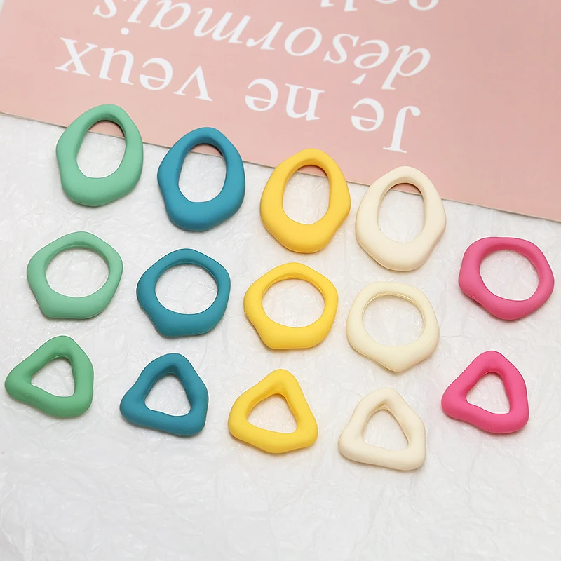6pcs Simple Frosted Rubber Texture Resin Irregular Geometric Diy Handmade Jewelry Earrings Accessories Material Charms