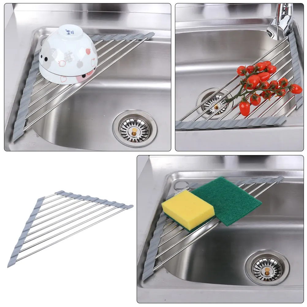 

Stainless Steel Drain Rack Triangular Foldable Kitchen Tool Tableware Drying Rack Rust Proof Space Saving Storage Solution