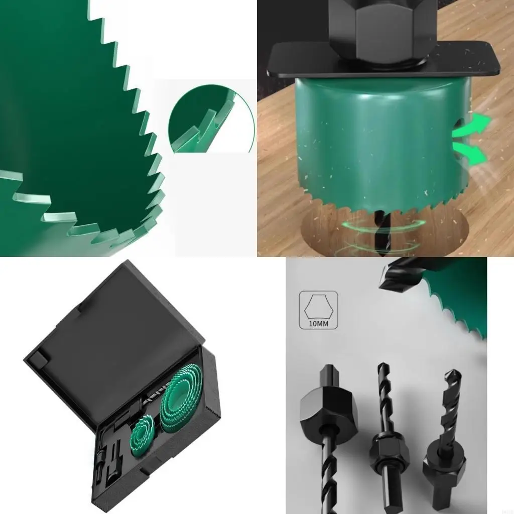 

964E 5/8/13Pcs Set Installation Plate Woodworking Tool with Storage Case Hole Opener Accessories 19-64/64-127/19-127mm