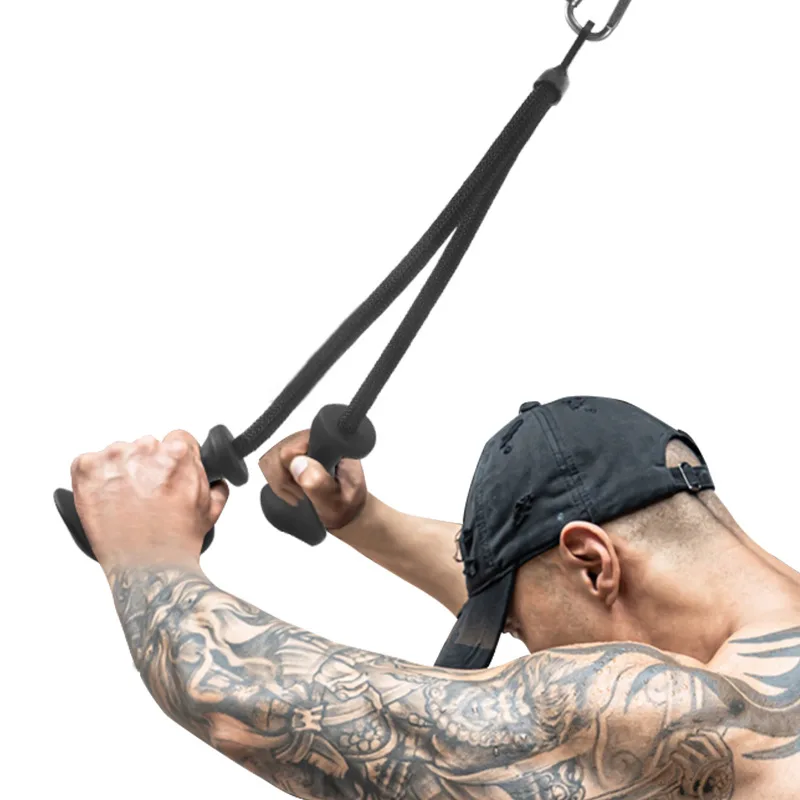 Ergonomic Triceps Rope Pull Down Attachment with Anti-Slippery Natural Rubber Grip for Activating More Muscle Fibers Facepulls