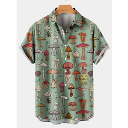 Mushroom Graphic 3D Print Men's Shirt Summer Aloha Hawaii Shirts Casual Holiday Summer Beach Short Sleeve Blouse Female Clothing