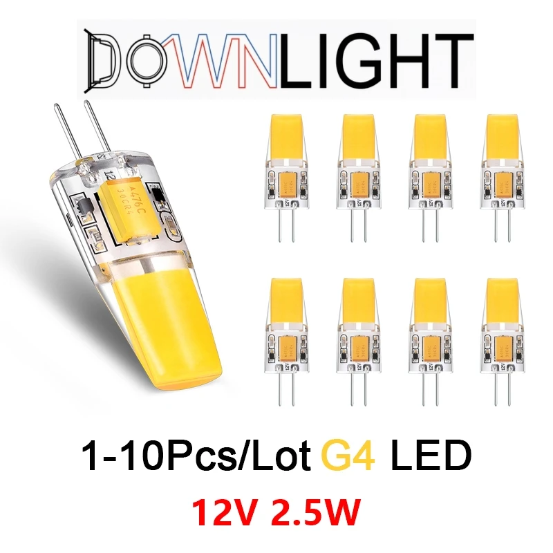 

1-10PCS 12V AC/DC Mini G4 COB Lamp LED 12V AC/DC Corn Light 2.5W Spotlight Chandelier Bulb Replace Halogen Lamps Cold/Warm White