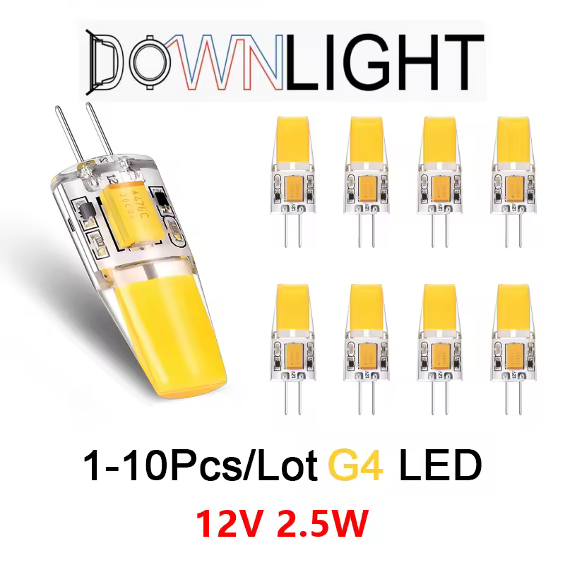 1-10 шт. 12 В AC/DC Миниатюрные светодиодные лампы COB G4 12 В AC/DC Кукурузные лампы 2,5 Вт для люстр, замена галогенных ламп, холодный/теплый белый свет