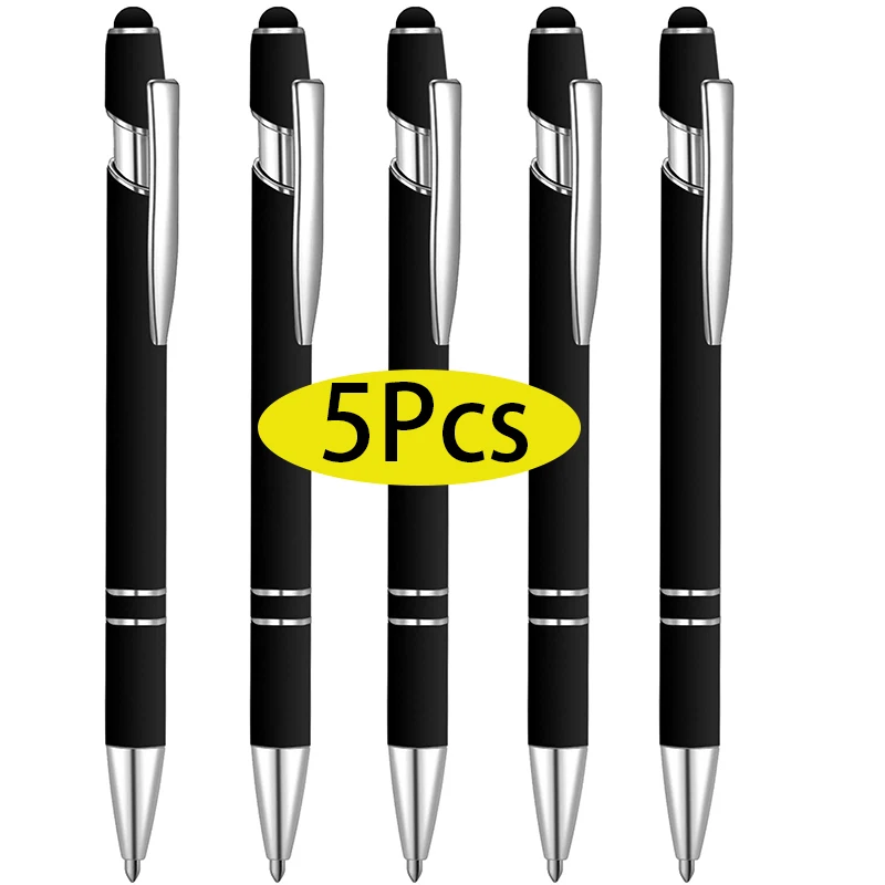 

5Pcs Metal Aluminum Stylus Ballpoint Pen With Soft Rubber Touch Screens For Mobile Phone Ballpen