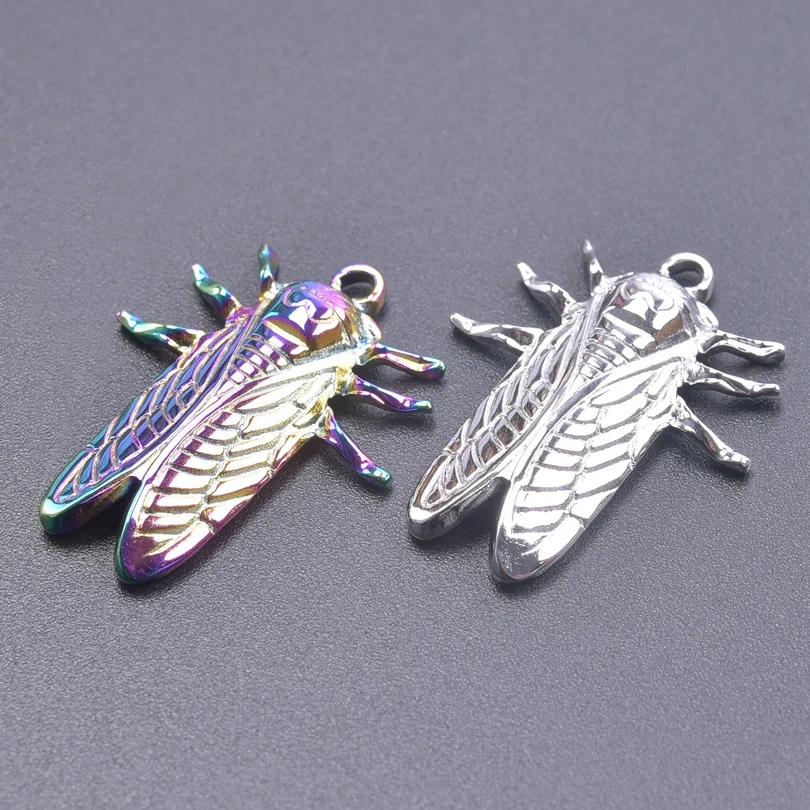 6pcs Animal Steampunk Pendant Cicada Titanium Steel Charms For Jewelry Making Supplies Pendants Breloque Pour Fabrication Bijoux