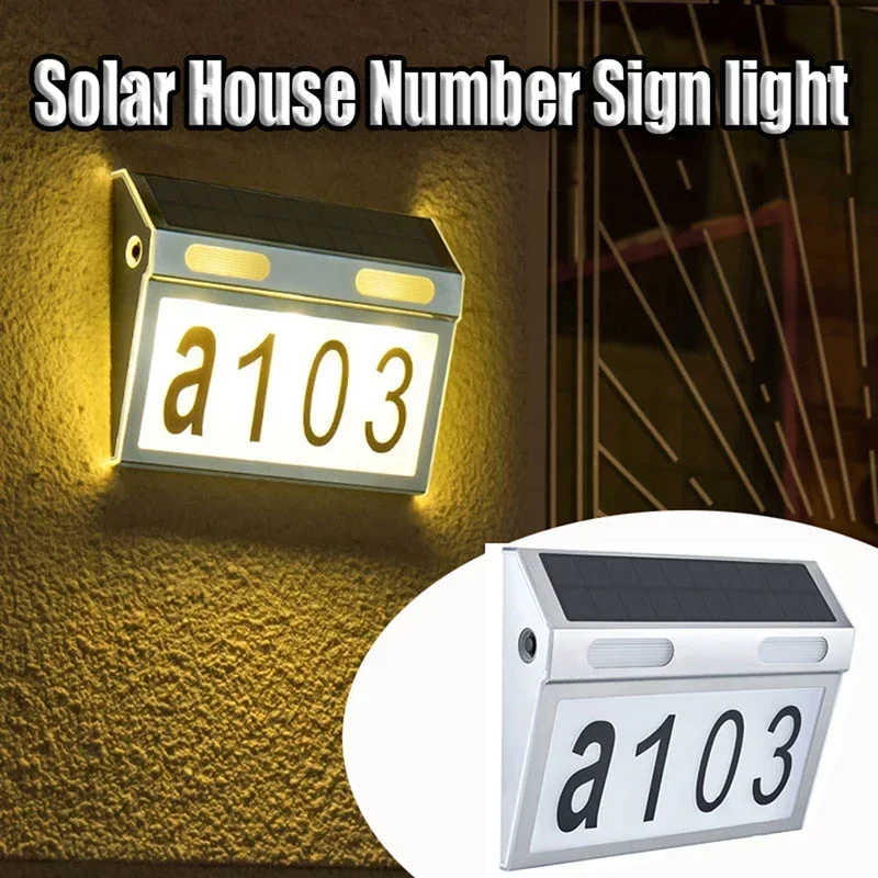 LED Outdoor Address Plaque with Smart Control 3-Color in 1 Waterproof Solar Powered House Number Light with Stakes for Outside