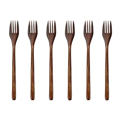 Wooden Forks, 6 Pieces Eco-Friendly Japanese Wood Salad Dinner Fork Tableware Dinnerware For Kids Adult