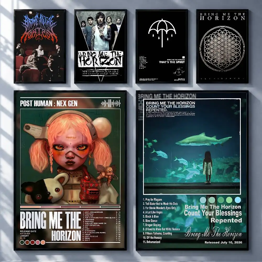 Rock Band Bring Me the Horizon Posters Premium Self-Adhesive No Residue Wall Sticker for Home Office Bar Decor