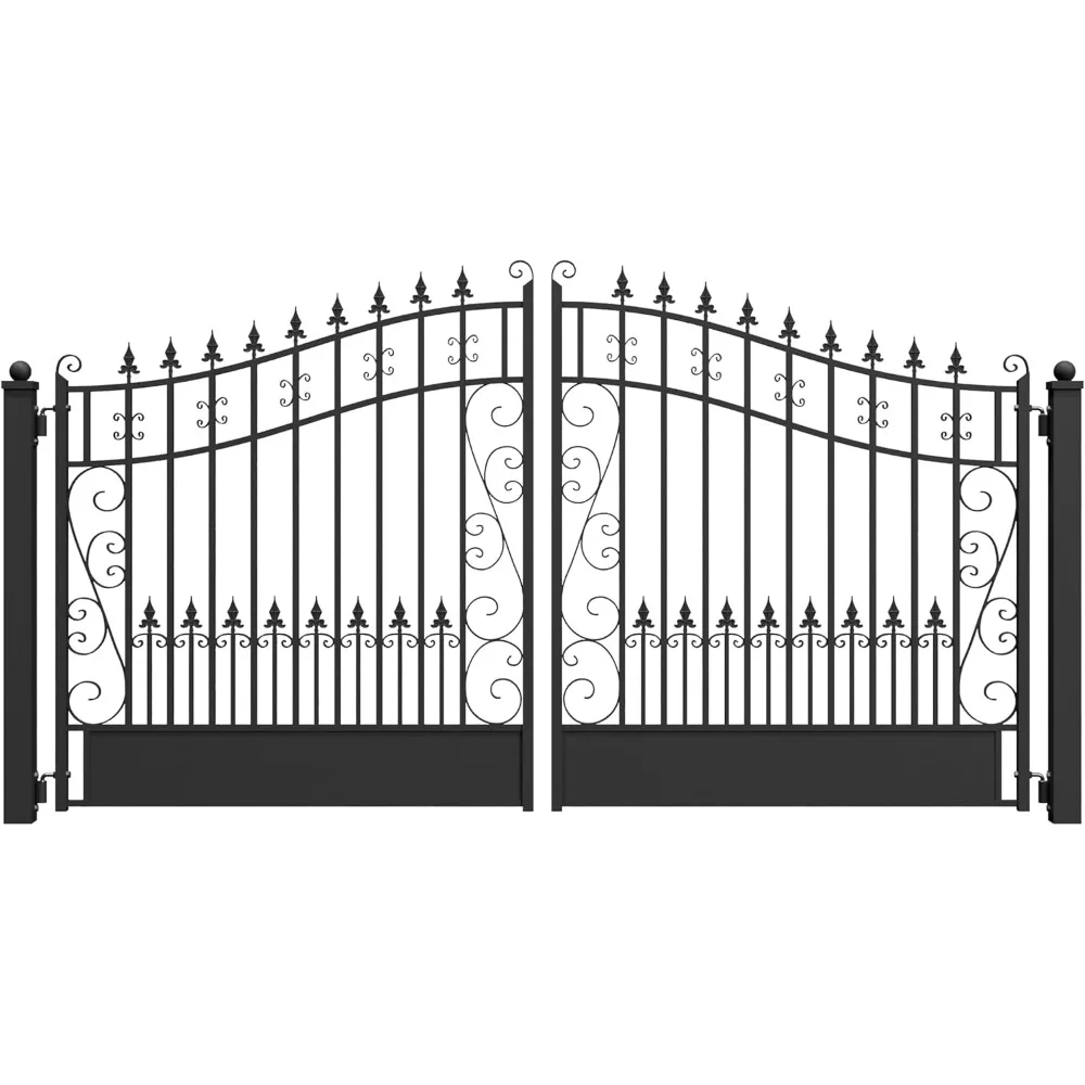 

Dual Swing Driveway Gate, 12 X 6 Feet, Anti-Rust Galvanized Steel Gates, Outdoor Fence Gate, Swing Security Barrier, Fence