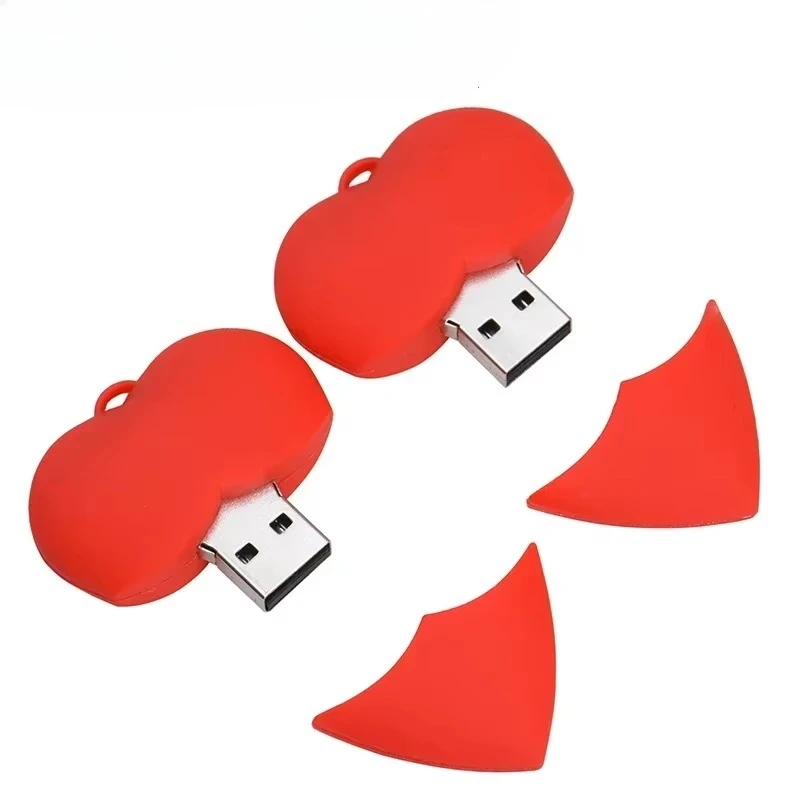 Подарки для детей Red Heart 64 ГБ USB-накопитель Силиконовый 32 ГБ Pen Drives Креативный подарок 16 ГБ Память 8 ГБ Красивый U-диск 2.0