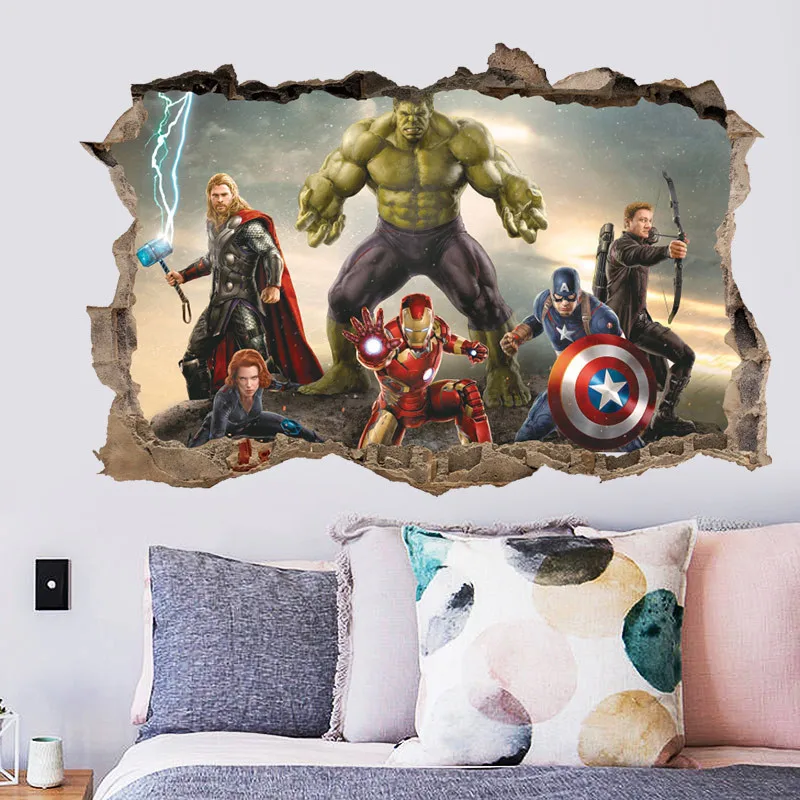Marvel Avengers 3D Wall Stickers For Kids Rooms Living Room Bedroom Wall Decoration Boys Gifts uperheroes Movie Poster