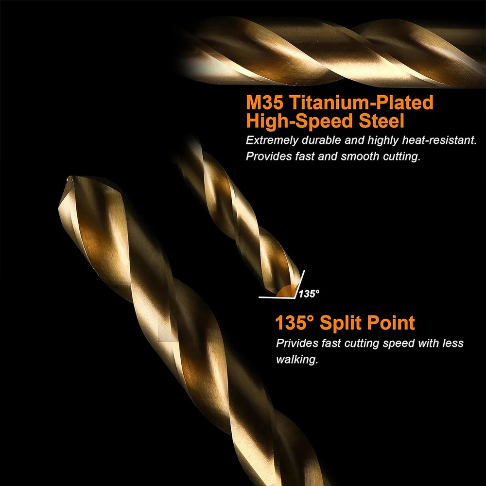 Broca de torção métrica de cobalto 5% m35 broca de haste reta de aço de alta velocidade 21 peças com caixa para metal aço inoxidável ferro