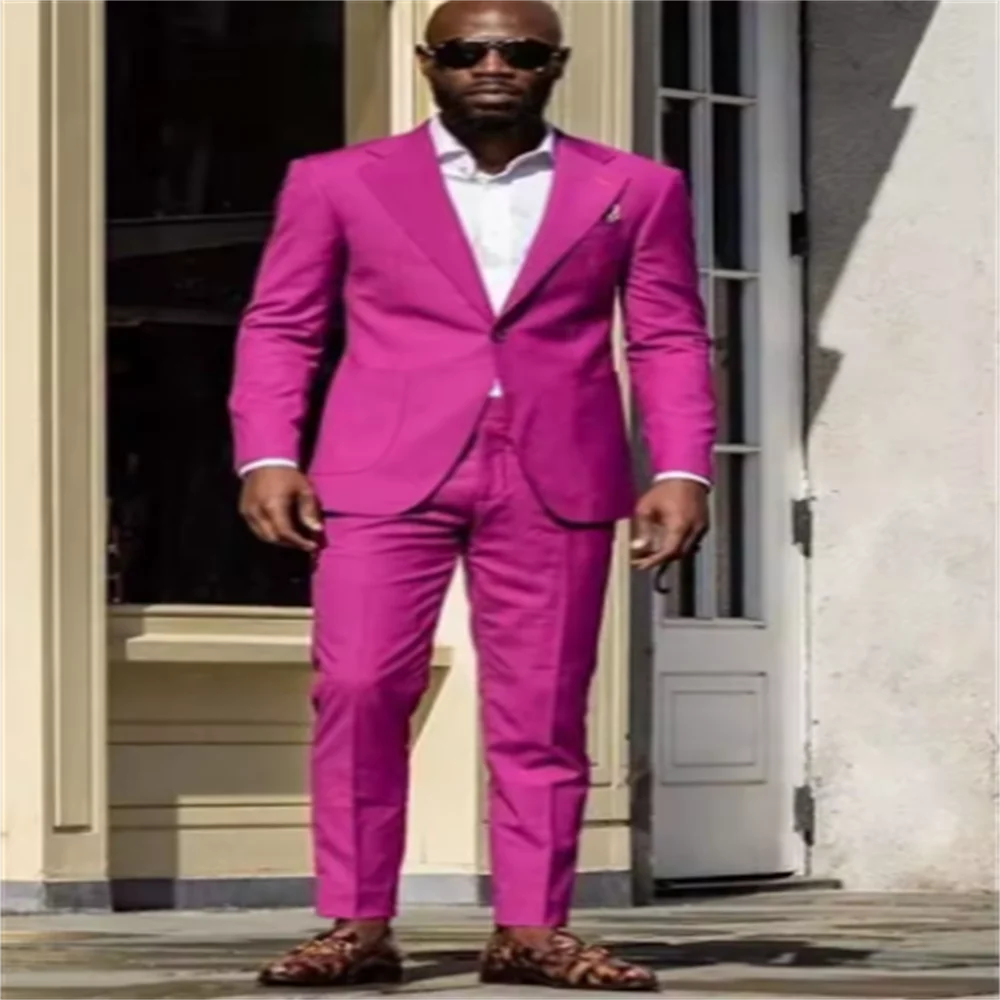 

Мужской костюм Slim Fit, однотонный смокинг, модные трендовые пиджаки с брюками, костюмы Tendances, Roupas Masculinas